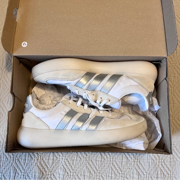 Adidas Barreda Decode Sneakers in White and Silver - Picture 1 of 7
